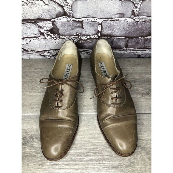Rodi Taupe Leather Cap Toe Oxfords Lace Up Dress Shoes Men Sz 44EU/11M US - Picture 14 of 16